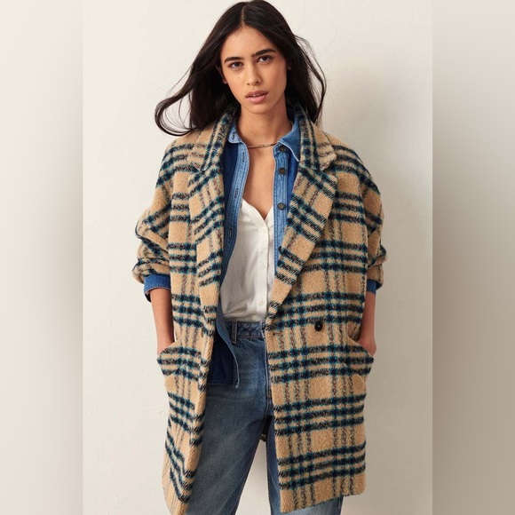 ba&sh Jackets & Blazers - ba&sh oversized Gus Coat in Beige Blue Plaid NWT
